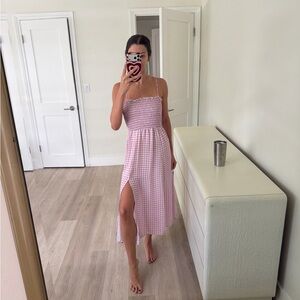 RESA Pink Gingham Midi Dress